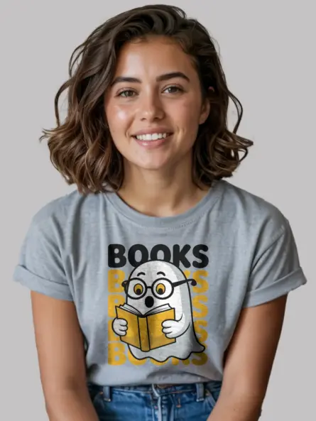 Adorable Reading Ghost Shirt – Cute Halloween Tee for Book Lovers - Image 3