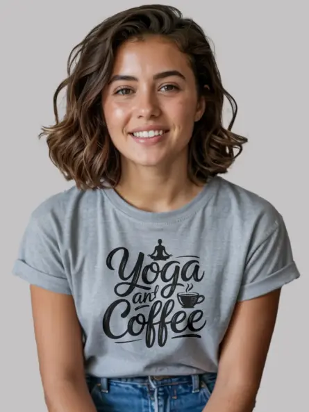 Peaceful Yoga and Coffee T-Shirt for Women - Image 3