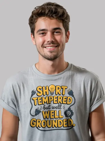 Well Grounded Electrician T-Shirt – Funny Short Tempered Cartoon Tee for Engineers - Image 8