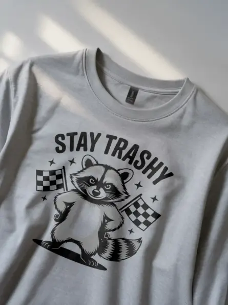 Lifestyle grey Stay Trashy Raccoon Shirt stay trashy raccoon shirt