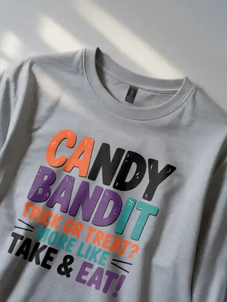 Shirt Lifestyle Shot – Candy Bandit – candy bandit kids Halloween t-shirt