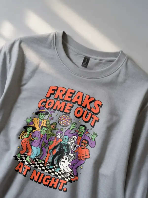 grey lifestyle – Retro Halloween Dance Shirt – freaks come out at night halloween t-shirt