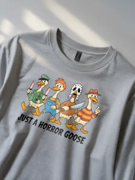 Funny Horror Goose T-Shirt for Halloween – Spooky Animal Parody Tee - Image 8