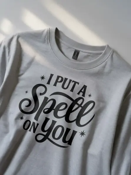 grey lifestyle shot i put a spell on you t-shirt romantic witchcore tee