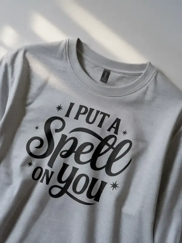 grey lifestyle shot i put a spell on you t-shirt romantic witchcore tee
