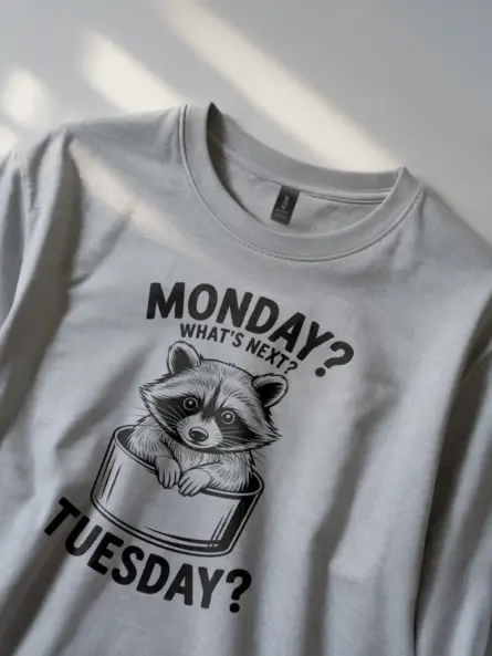 Raccoon Monday Tuesday T-Shirt for Adults - Image 2