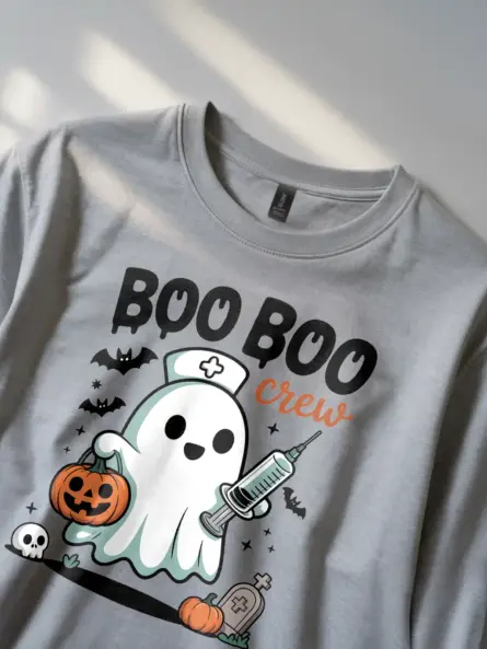 Adorable Boo Crew Nurse T-Shirt for Halloween - Image 6