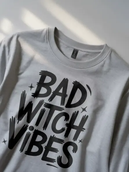 Bad Witch Vibes Shirt – Bold Gothic Tee for Spooky Season & Parties - Image 11