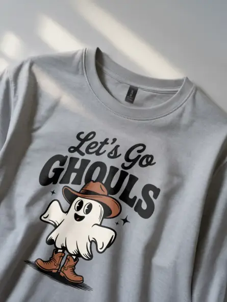 spooky season western ghost Halloween t-shirt in grey