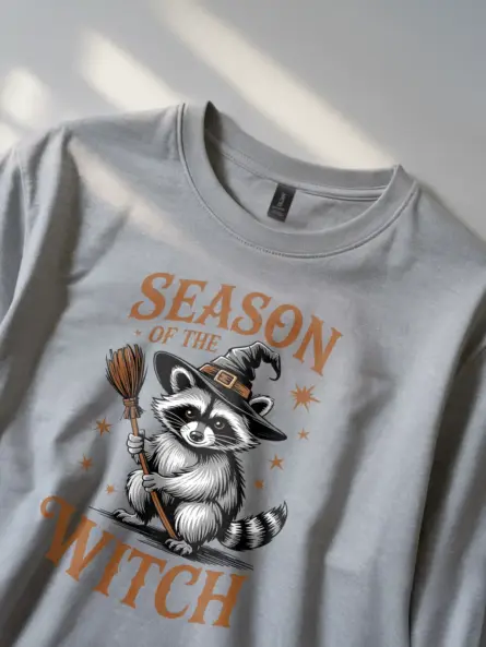Charming Witchcore Raccoon T-Shirt – Season of the Witch Fall Tee - Image 2