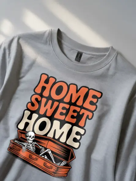 Coffin Skeleton Homebody T-Shirt – Home Sweet Home - Image 5