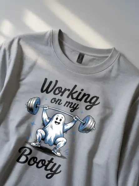 Funny Ghost Workout T-Shirt Working On My Booty - Image 7