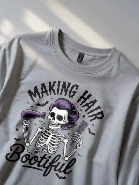 Funny Skeleton Hairdresser Halloween T-Shirt for Stylists - Image 5