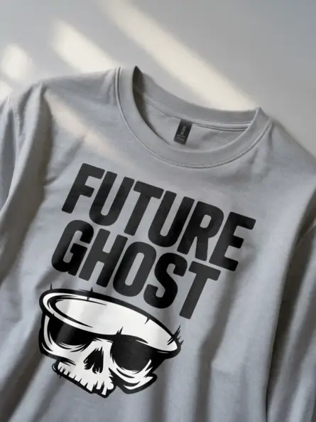 grey Future Ghost T-Shirt Lifestyle Shot – vintage style future ghost shirt