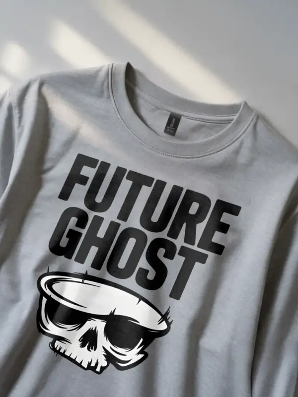 grey Future Ghost T-Shirt Lifestyle Shot – vintage style future ghost shirt