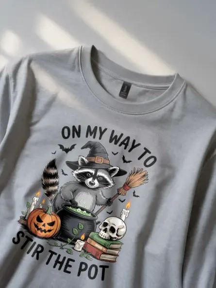 Hilarious Funny Raccoon Witch T-Shirt for Halloween - Image 2