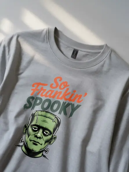 Hilarious Retro Frankenstein Spooky T-Shirt – So Frankin’ Funny Halloween Tee - Image 2