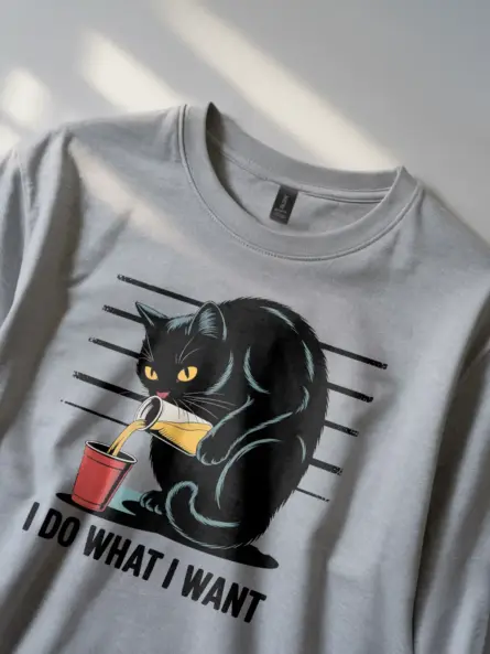 Rebellious “I Do What I Want” Cat Shirt – Funny Vintage Graphic Tee - Image 2