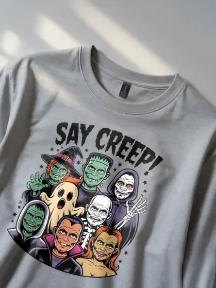 Retro Classic Monster T-Shirt – Say Creep! Vintage Halloween Tee - Image 2