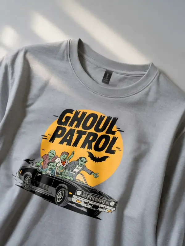 Lifestyle Shot grey Shirt Lifestyle – Retro Zombie Car T-Shirt