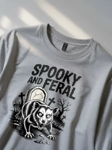 Spooky Possum T-Shirt – Feral Girl Fall Chaos Animal Meme Tee - Image 3