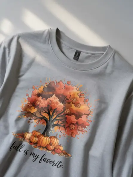 Artistic Autumn Tree Shirt – Fall Is My Favorite Watercolor Tee - Image 2