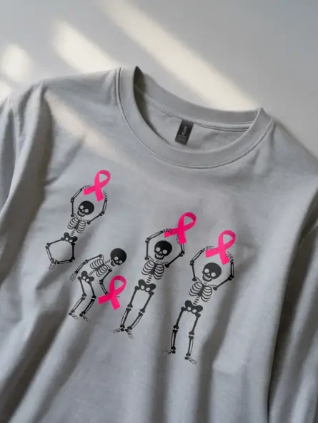 Black Skeleton Breast Cancer Shirt – Funny Pink Ribbon Awareness Tee - Image 3