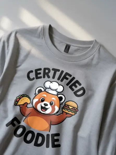 Certified Foodie T-Shirt – Cute Red Panda Chef Graphic Tee - Image 2