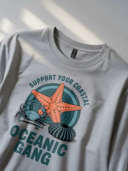 Bold Coastal T-Shirt – Oceanic Gang Sea Life Graphic Tee - Image 2