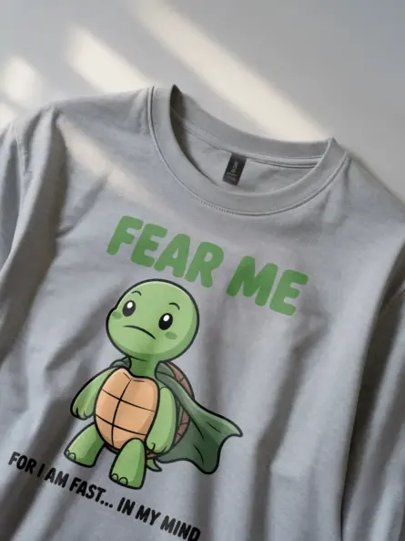 Funny Turtle T-Shirt – Fear Me I Am Fast Graphic Tee - Image 2