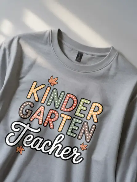Kindergarten Teacher Shirt – Cute Fall Maple Leaf Design Tee - Image 2