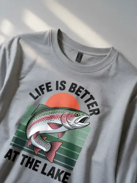 Lake Life T-Shirt – Vintage Rainbow Trout Tee for Outdoor Getaways - Image 3