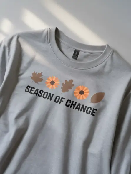 Minimalist Nature Shirt – Season of Change Fall Quote Tee - Image 2