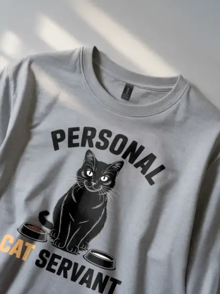 Funny Personal Cat Servant T-Shirt for Cat Lovers | Minimalist Gift Tee - Image 2