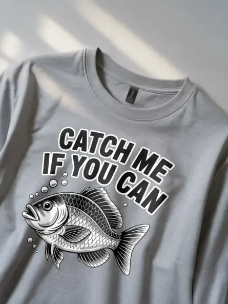 Retro Fishing T-Shirt – Bold Linocut Fish Tee for Outdoorsmen - Image 3