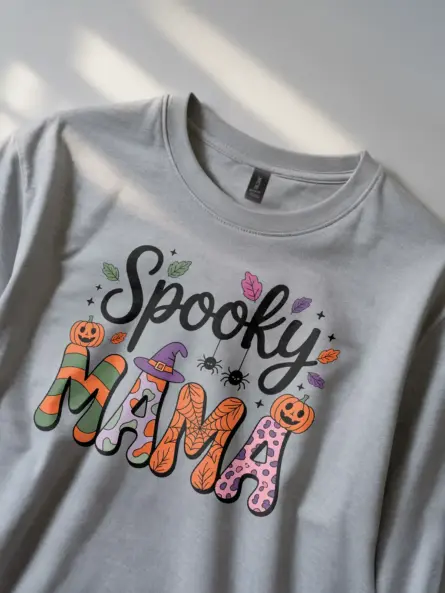 Colorful Spooky Mama Halloween Shirt for Fall-Loving Moms - Image 2