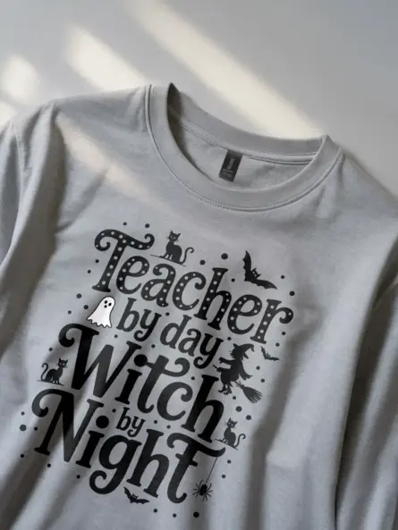 Teacher by Day Witch by Night Shirt – Funny Halloween Tee for Educators - Image 2