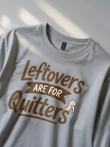 Thanksgiving Funny T-Shirt – “Leftovers Are for Quitters” Minimalist Tee - Image 2