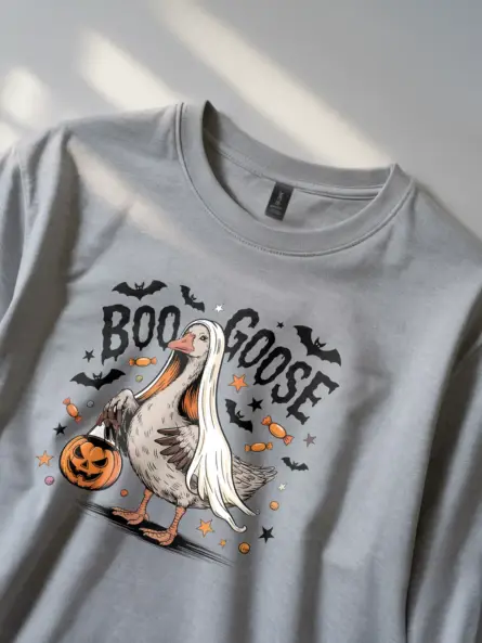 Spooky Goose T-Shirt – Funny BOO GOOSE Halloween Tee - Image 8