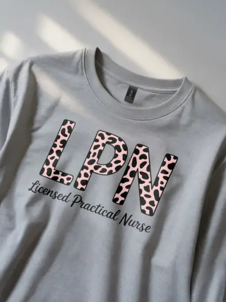 grey leopard print lpn shirt