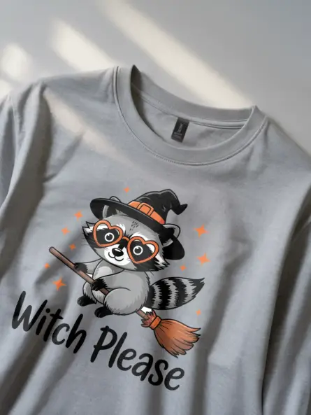 grey lifestyle – Cute Halloween Raccoon Shirt – witch please raccoon t-shirt