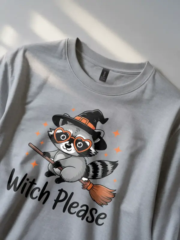 grey lifestyle – Cute Halloween Raccoon Shirt – witch please raccoon t-shirt