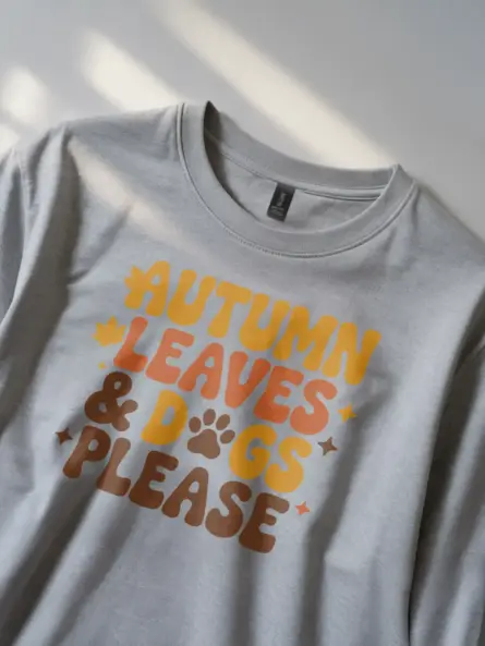 Retro Autumn Dog Mom Shirt Cozy Leaves and Paws Tee - Image 2