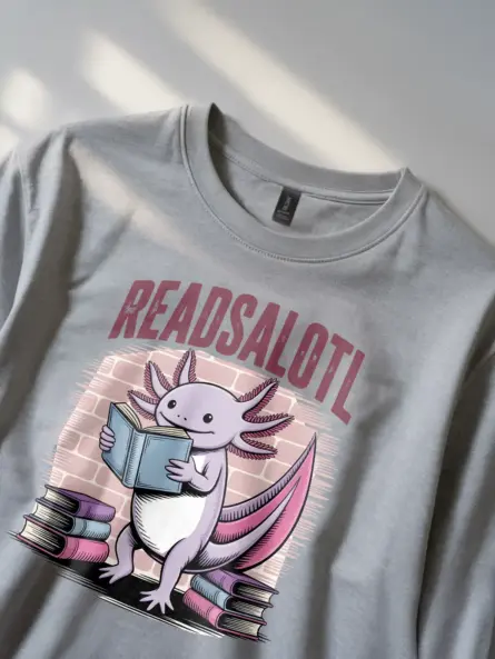 Axolotl Reading Shirt – Funny “Readsalotl” Graphic Tee for Book Lovers - Image 2