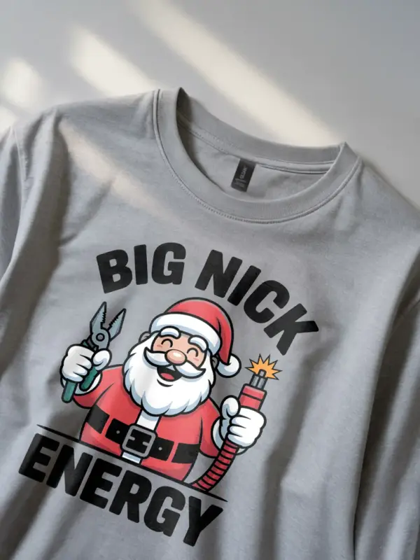 Grey Big Nick Energy Shirt Lifestyle – Christmas lineman apparel, electrician humor shirt
