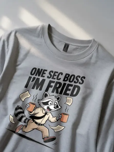 Burnout Humor T-Shirt – Funny Raccoon Work Tee for Overworked Pros - Image 2
