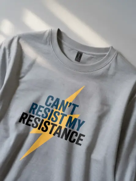 Grey Can’t Resist My Resistance Shirt Lifestyle – funny STEM apparel with lightning bolt