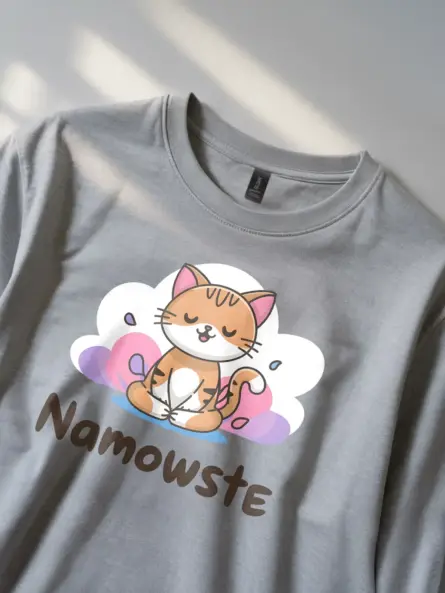 Cat Meditation Shirt – Namowste Yoga Tee - Image 2