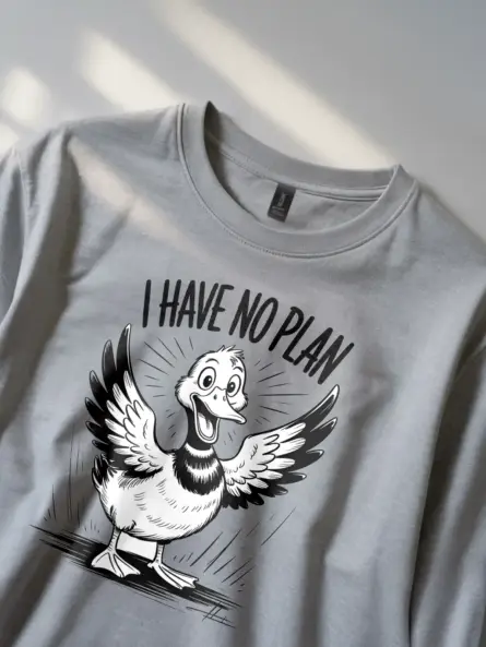 Chaotic Duck T-Shirt – Funny “I Have No Plan” Cartoon Tee - Image 2