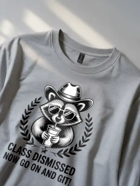 Class Dismissed T-Shirt – Funny Western Raccoon Teacher Gift Tee - Image 2